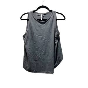 Fabletics Cut Out Tank Top Activewear Gray Crew Neck Sleeveless Pullover Sz S